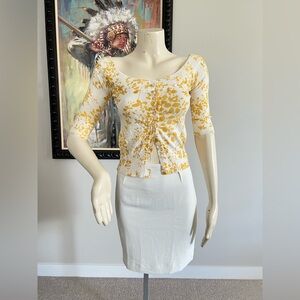 Kersh Cream & Yellow Patterned Knit Cardigan – 100% Cotton